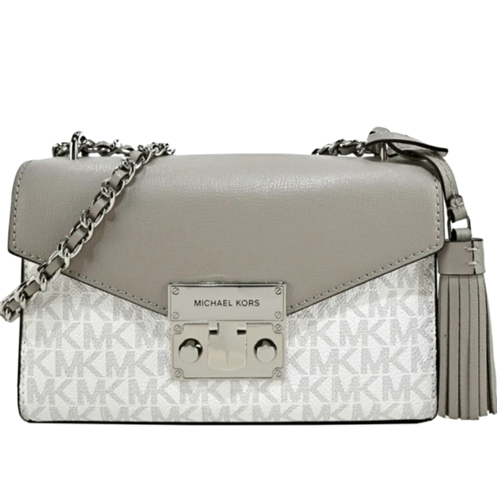 Michael Kors Signature Bright White/Grey Leather Handbag